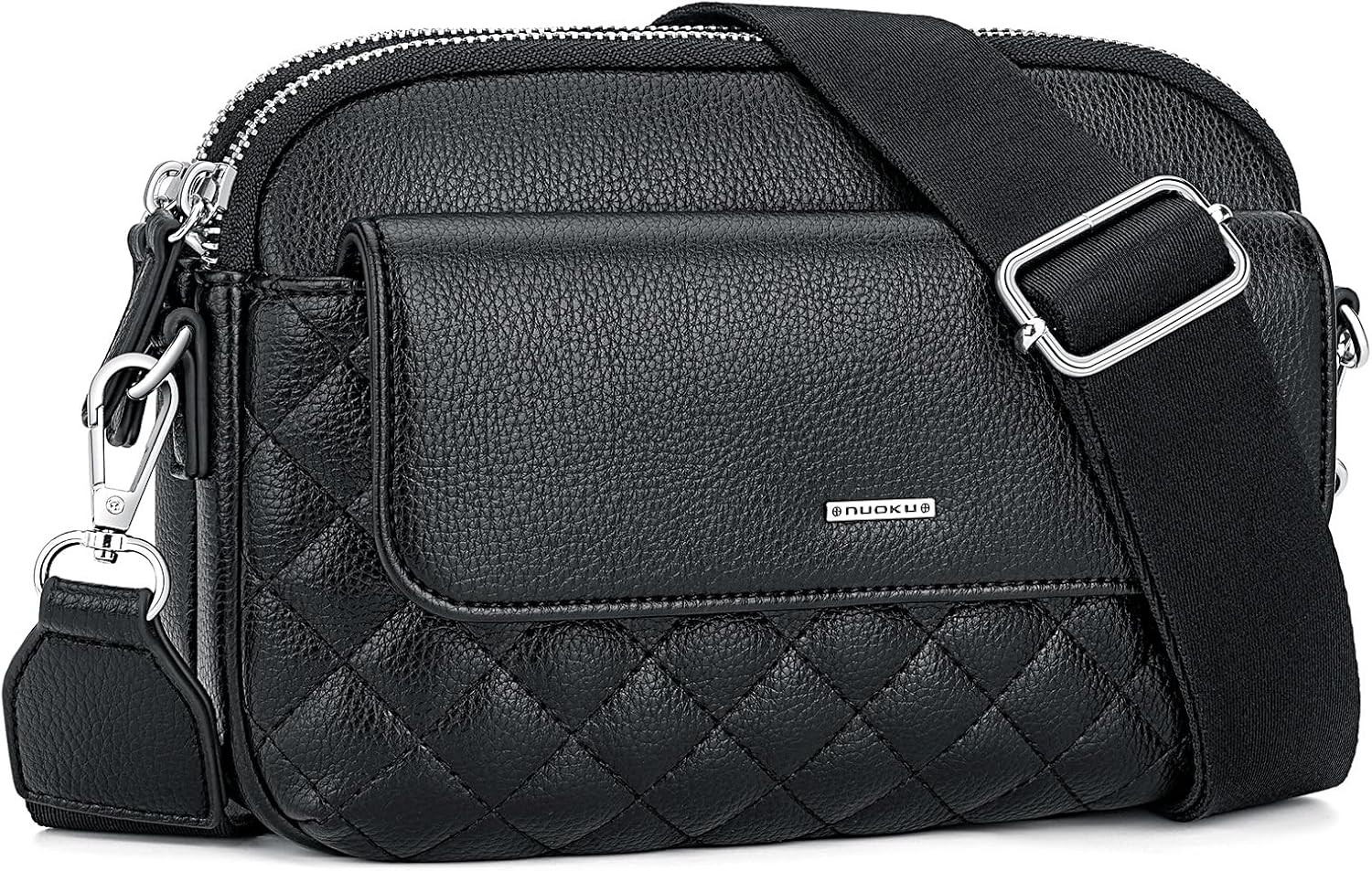 nuoku Small Crossbody Purse for Women, Double Zipper Crossbody Bags for Women Small Size with Phone Pocket