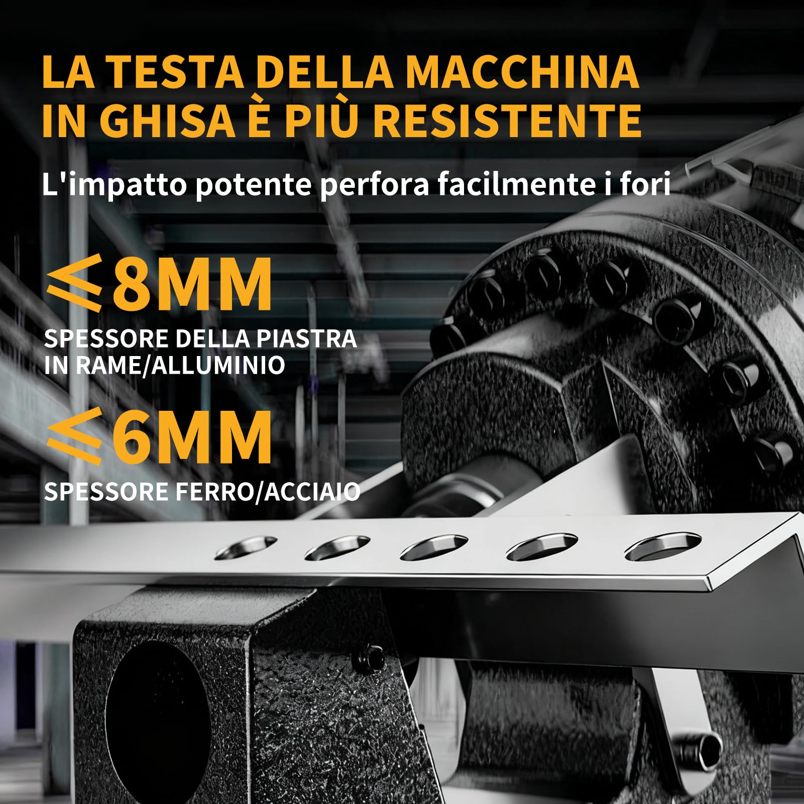 Punzonatrice Idraulica, Punzonatrice Idraulica Elettrica, 2200W con 7 Matrici per Metallo, Punzonatura in 1 Secondi per Acciaio, Ferro, Alluminio, Rame e Lamiera