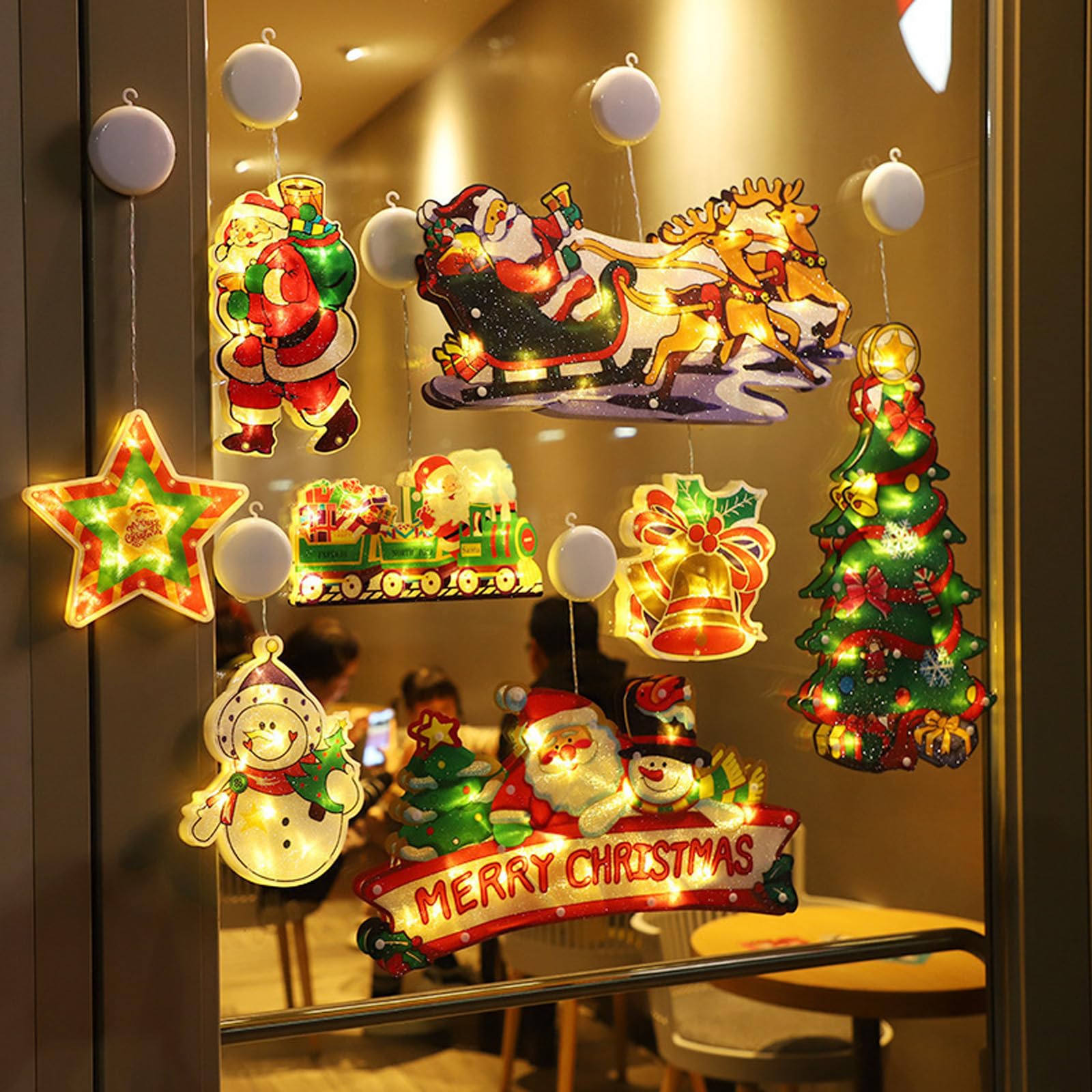 3/6-Teiliges Weihnachtsfenster-Hängelichter, Fenster Lichter Weihnachten Mit Saugnäpfe, Weihnachtsfenster Beleuchtung Für Weihnachten Deko, Balkon, Party, Hochzeit (3PCS-4(BIG))