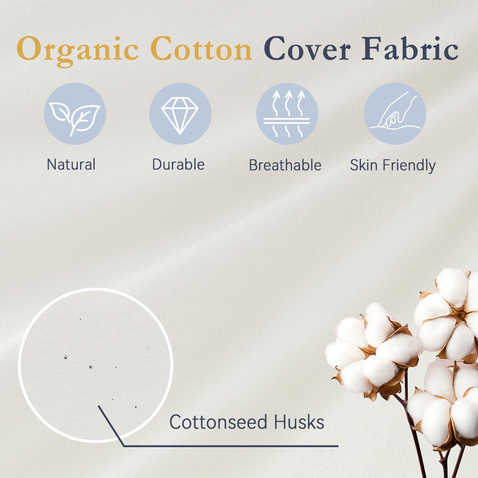puredown® Goose Feather Down Pillows, 100% Organic Cotton Cover, Luxury Hotel Co — product photo