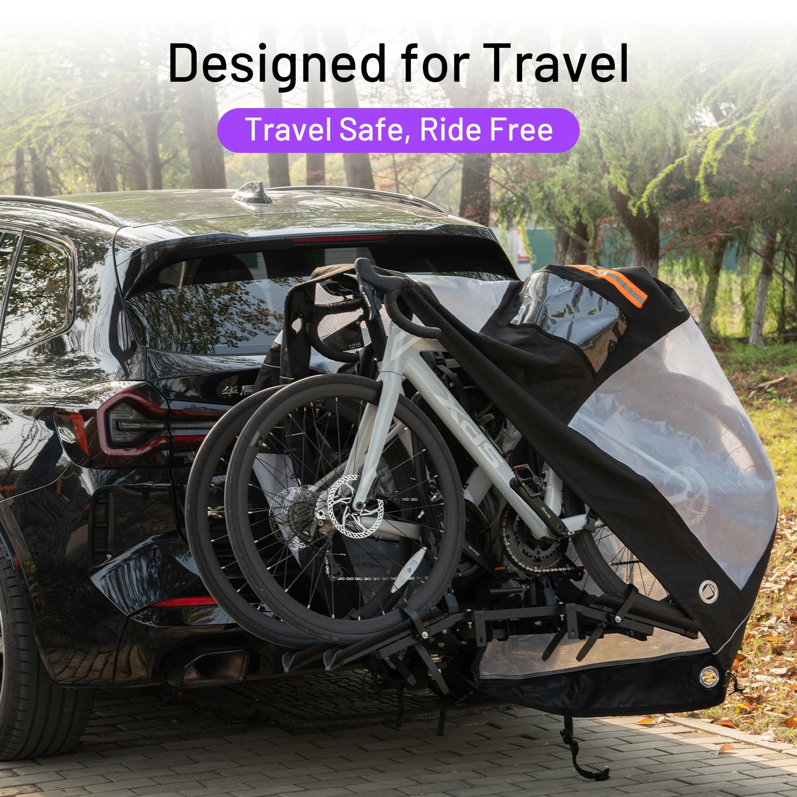 Housse Vélo Transport 1-3 Vélos – Tissu Oxford 420D Imperméable, Sangles & Sac Rangement – Porte-Bagages Voiture Extérieur