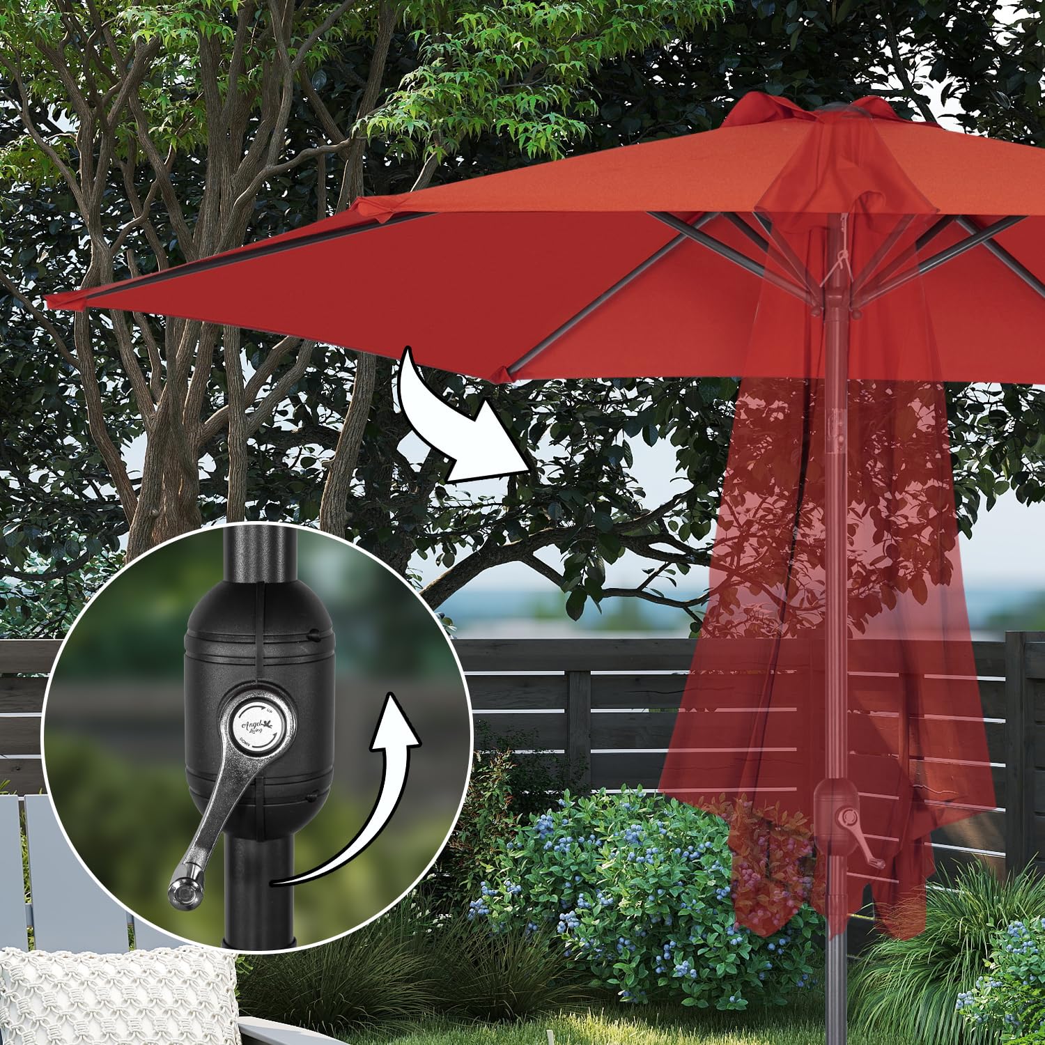 Angel Living 270cm Parasol Manivelle Inclinable Parasol de Jardin, Empêche de La Lumière Solaire Directe et Anti-ultraviolet, Parasol pour Patio et Jardin, Toile pour Balcon Patio Terras