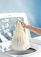 Vista 2 de Bolsas de malla de algodón para ropa delicada, juego de 3 bolsas de malla extra grandes con cordón, sin microplástico, sin toxinas, sin tintes y sin