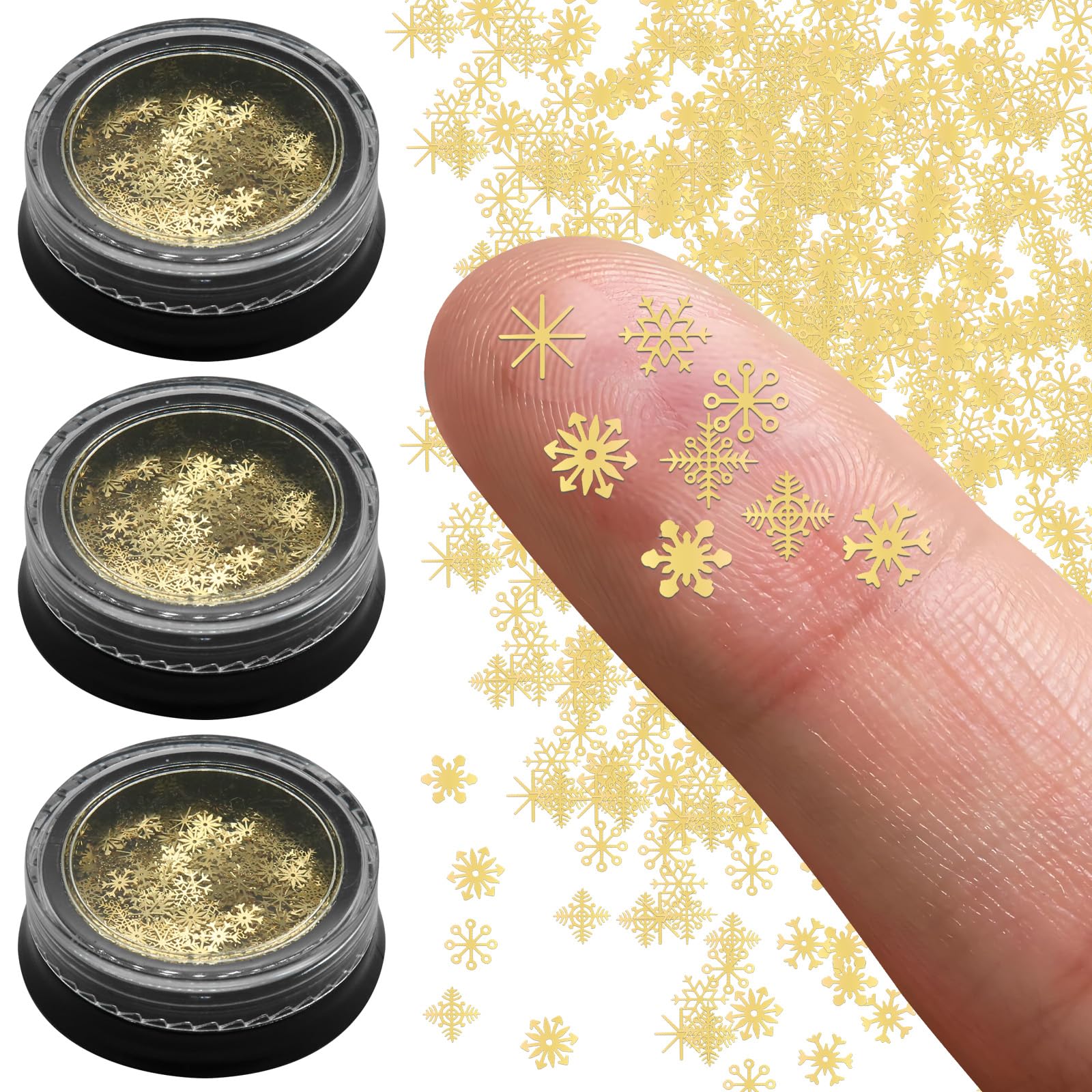 450Pcs Gold DIY Little Snowflake Charms, Mini Metal Snowflakes Ornaments for Crafts, Winter Mini Tiny Small Stickers Supplies for Decor