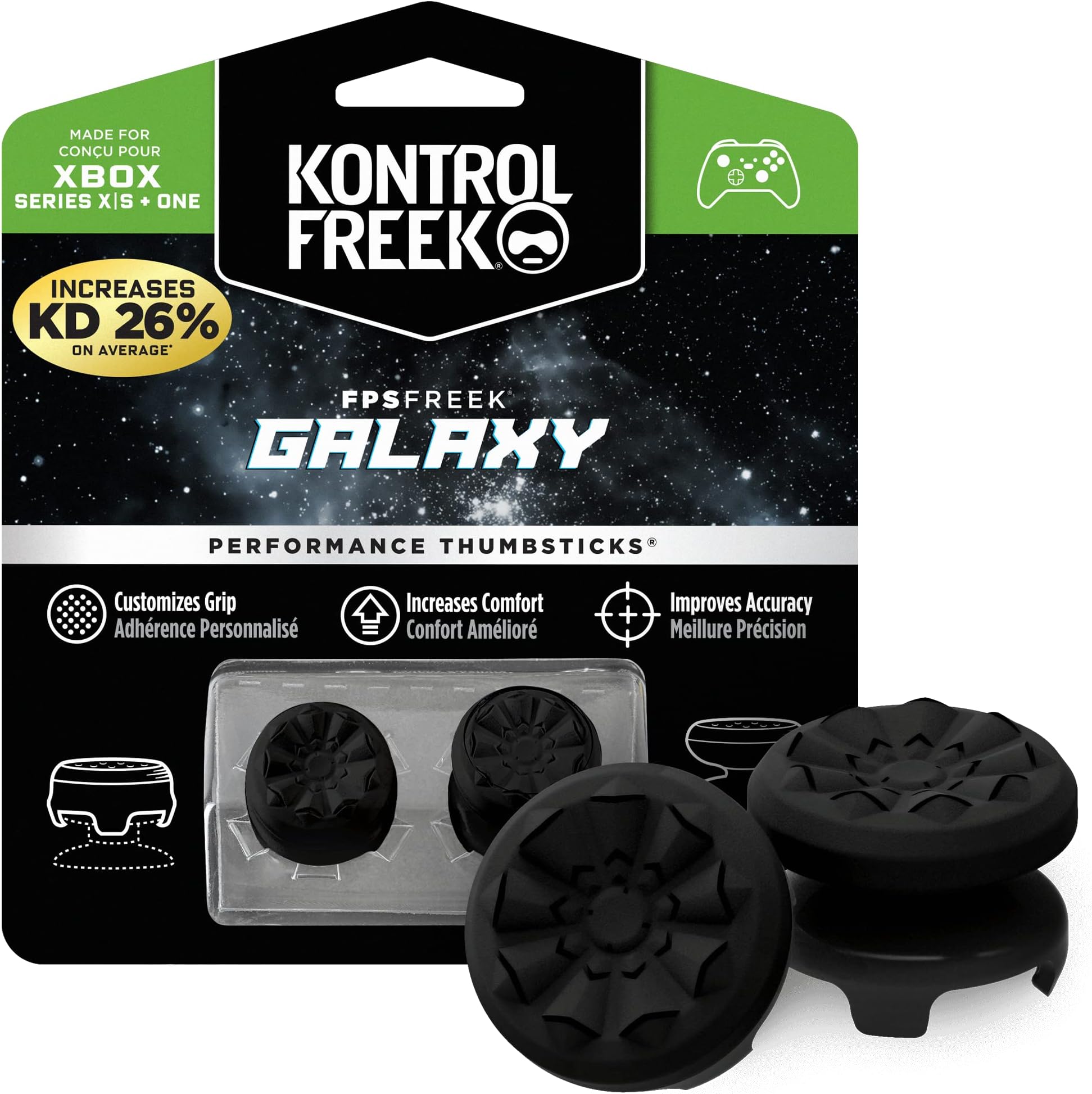 KontrolFreek FPS Freek Galaxy Black for Xbox One and Xbox Series X Controller | 2 Performance Thumbsticks | 1 High-Rise, 1 Mid-Rise | Black (Limited Edition)