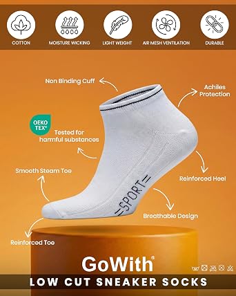GoWith 4-Piece-8 Colorful Plain Patterned Cotton Soft Sports Elastane Stylish Looking Women's Booty Socks