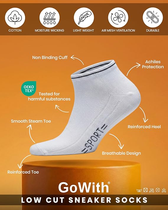GoWith 4-Piece-8 Colorful Plain Patterned Cotton Soft Sports Elastane Stylish Looking Women's Booty Socks