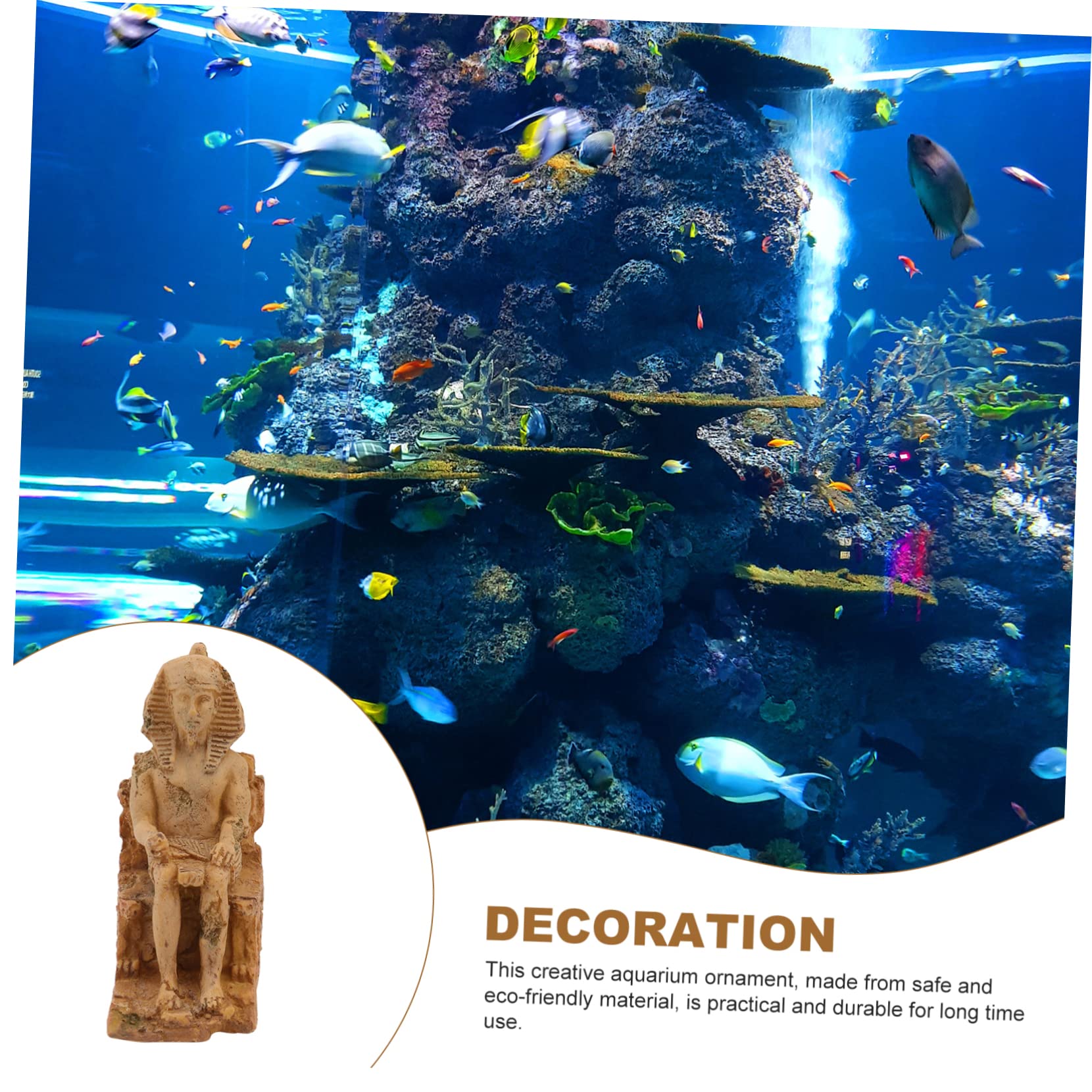 Alipis 2 Piezas Faraón Sentado Pecera Decoración De Peces Refugio De Peces De Acuario Decoración del Acuario Rey Tut Alimentador Automático De Peces para Acuario Resina Yellow