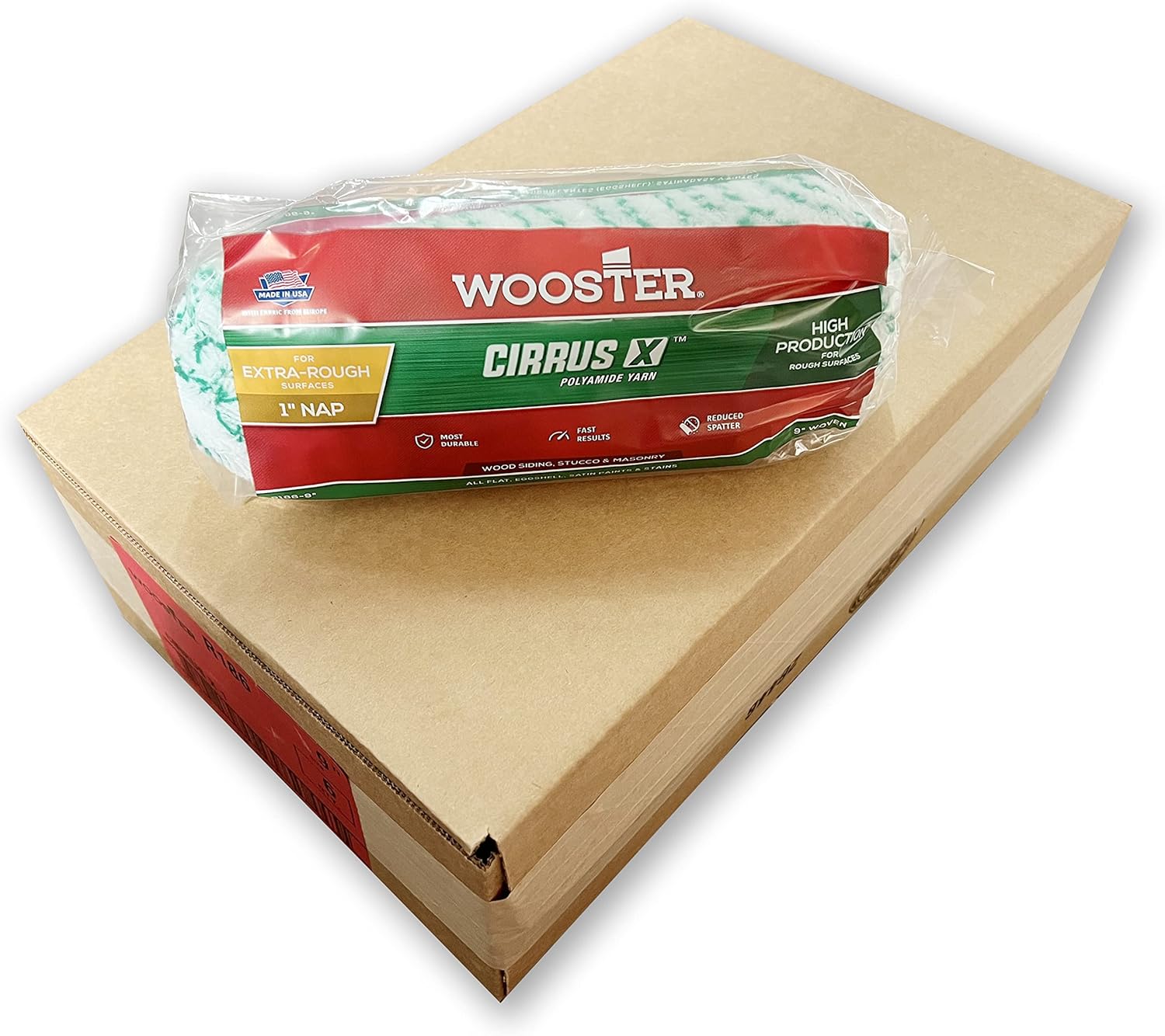 Wooster Brush R186 Cirrus X 9 Inch Paint Roller 1 Inch Nap - Pack of 6
