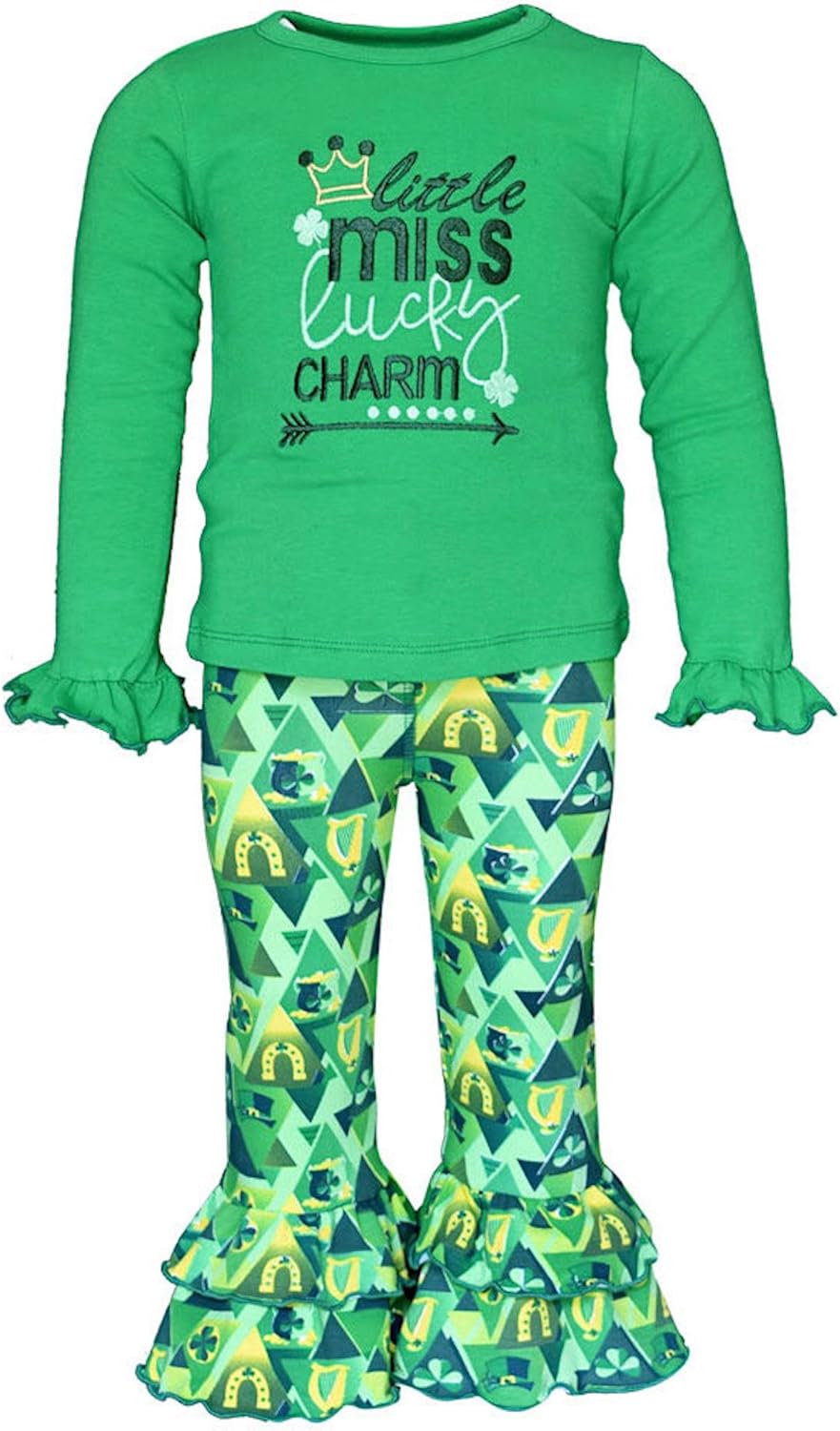 Unique Baby 2 Piece Girls Double Ruffle Leggings and Long Sleeve Shirt Clothes Set Kid and Toddler Girl Outfit