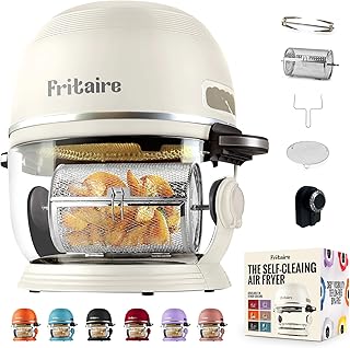 Non Toxic Air Fryer™ - Glass AirFryer 5 Quart w/ 360 Visibility, Self-Cleaning, 400F Vortex Air Fryer for Even Cooking, BPA-Free Teflon Free, 9-in-1 Functions, Rotisserie, Roast, Bake, White