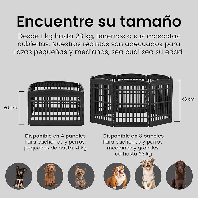 Foto 3 de 6 de Iris Ohyama Parque para Perros con 4 Paneles, H60cm, Negro, Jaula Gatos, Vallas, Corralito
