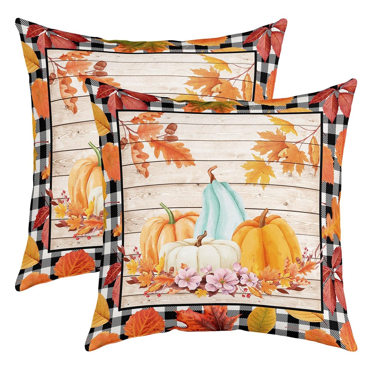 Kawani Set di 2 federe per cuscini color arancione bruciato, 30,5 x 50,8 cm, decorazione autunnale, fiori di dalia, per il Ringraziamento, per divano, lombare, decorazione per la casa, soggiorno