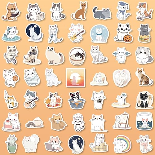 Miniatura 2 de 102 calcomanías de gato, lindas calcomanías de gato de animales para adultos, vinilo de dibujos animados de diseño único, impermeable, estético,