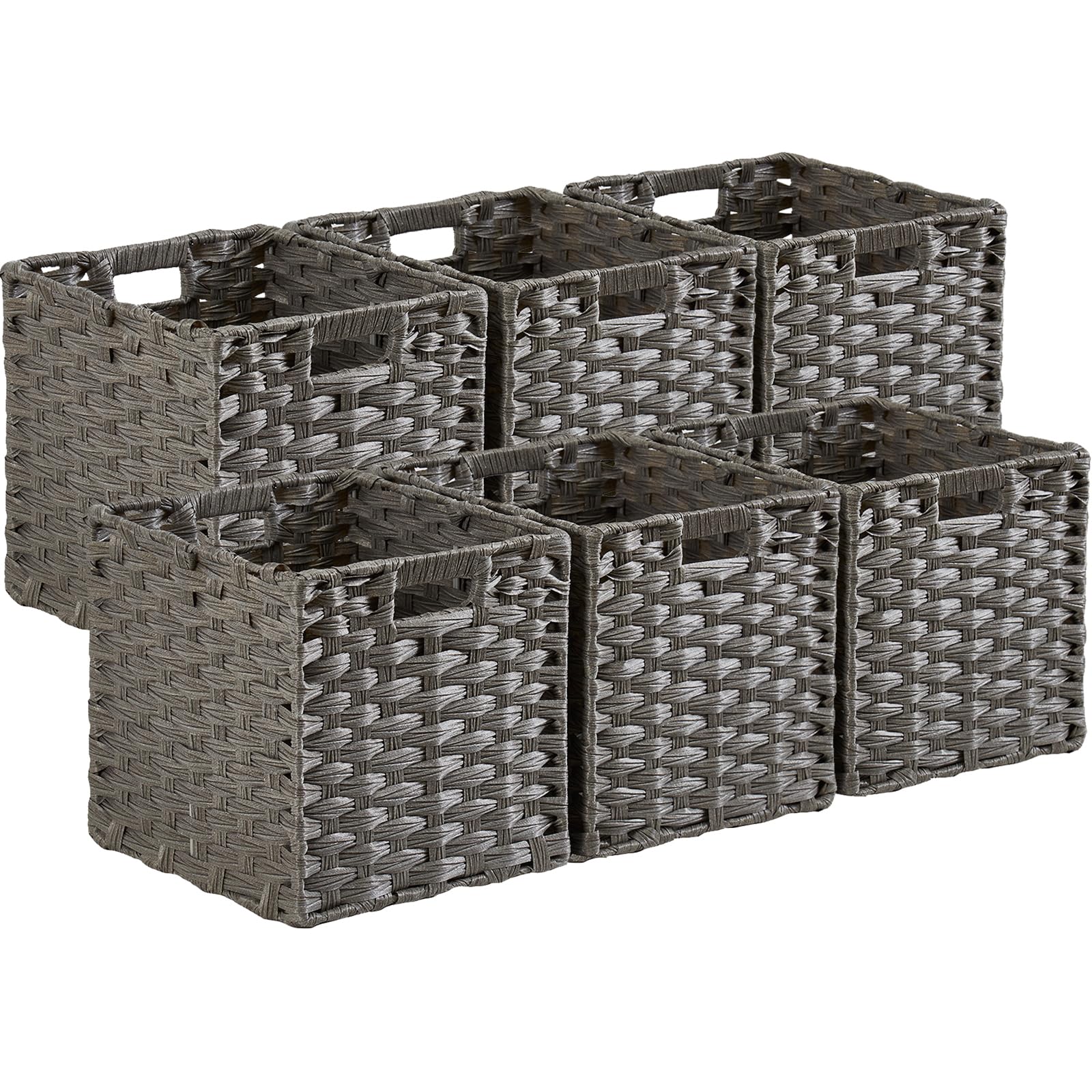 SOCOHOME Cube Storage Box,31x31x31cm Faux Rattan Boxes for Toy Clothes Shelf Nursery Closet Waterproof,Non-Mouldy(Grey, 6 Pcs) โ image 1