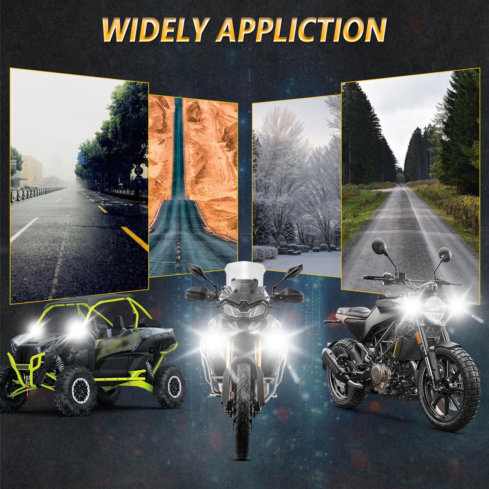 Luci Ausiliarie per Moto, Faretti a LED per Moto con Kit di Cablaggio, Set di Aggiornamento Fari per Stagni da 2 Pacchi