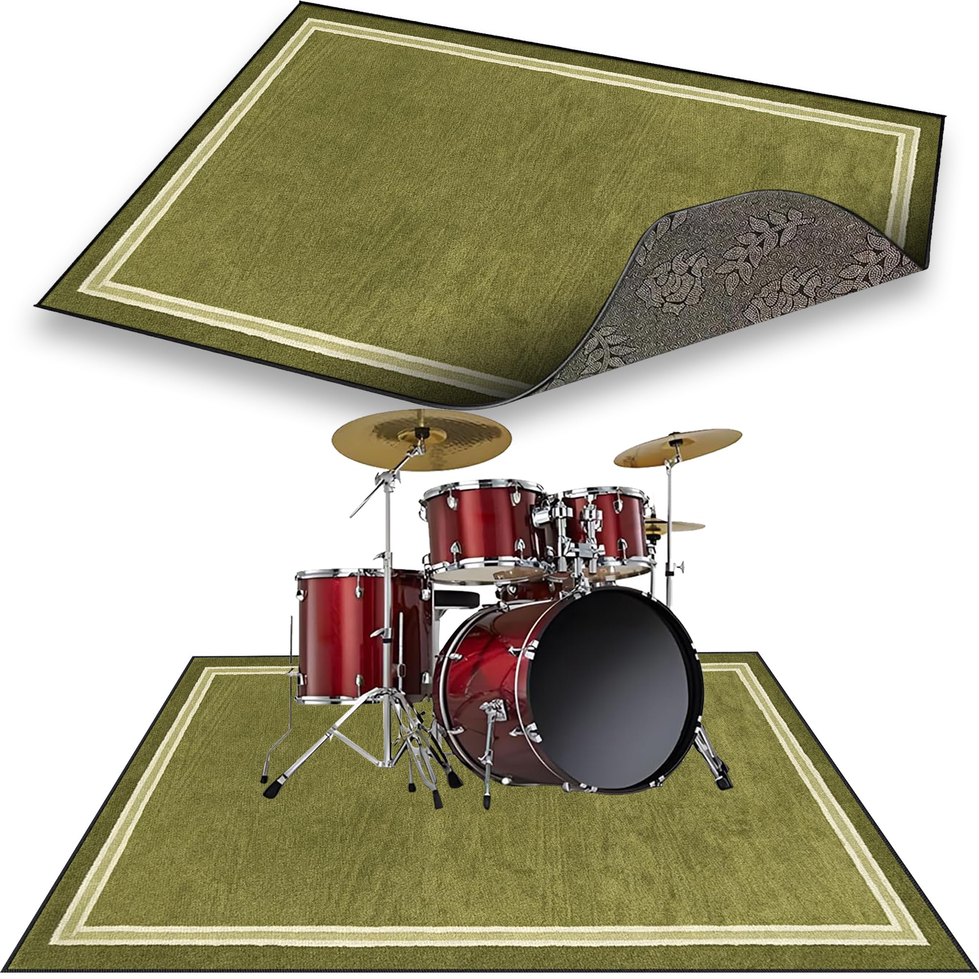 Schallschutzmatte Schlagzeug Teppich Schlagzeugteppich Schallschutz 140 x 100 cm Grün Teppich Drum Rug Drum Matte Drumteppich Musikinstrumentenmatte Drum-Matten-Teppich Schalldicht Teppiche