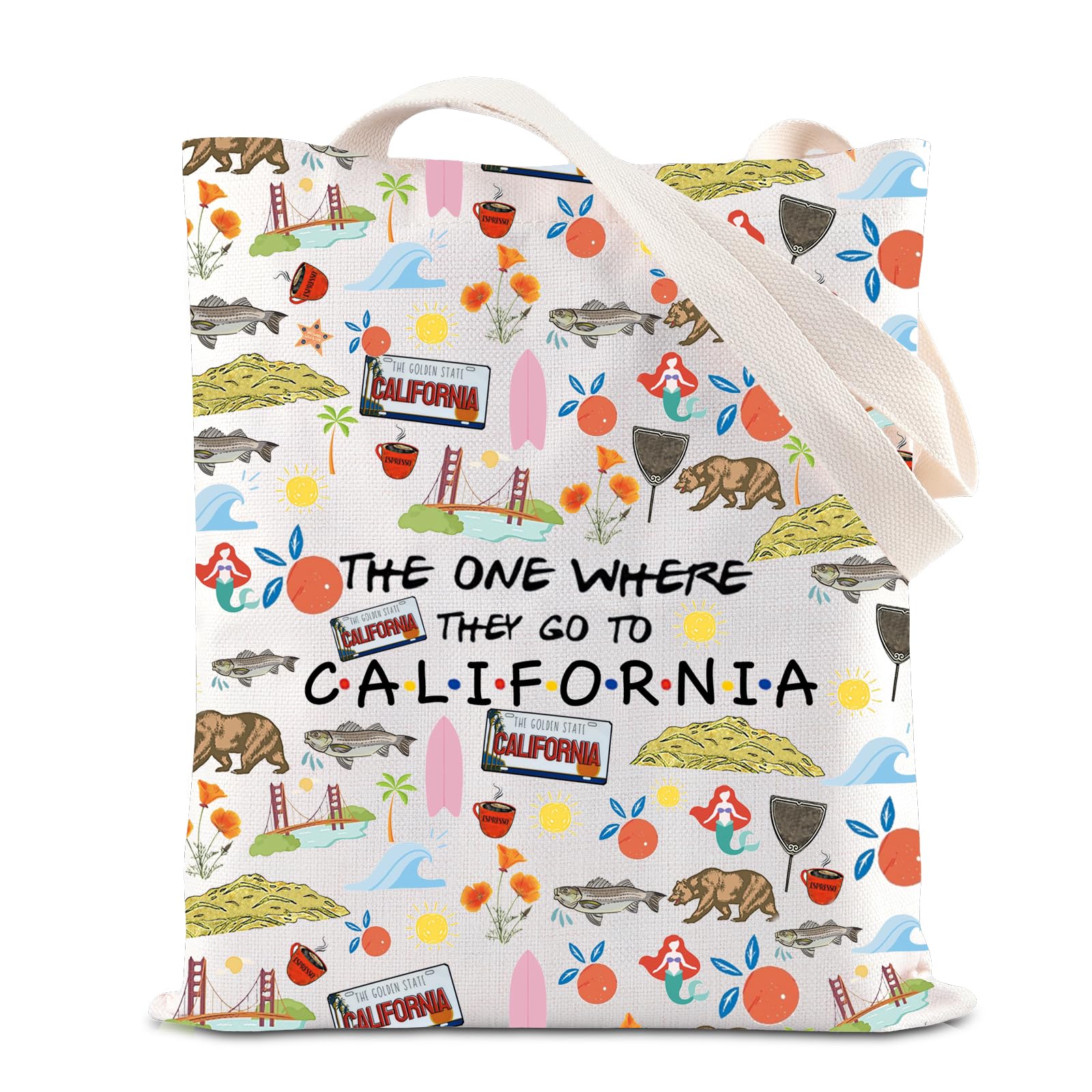 FOTAP California Trip Makeup Bag - State Souvenir Travel Bag & Housewarming Gift - Tote