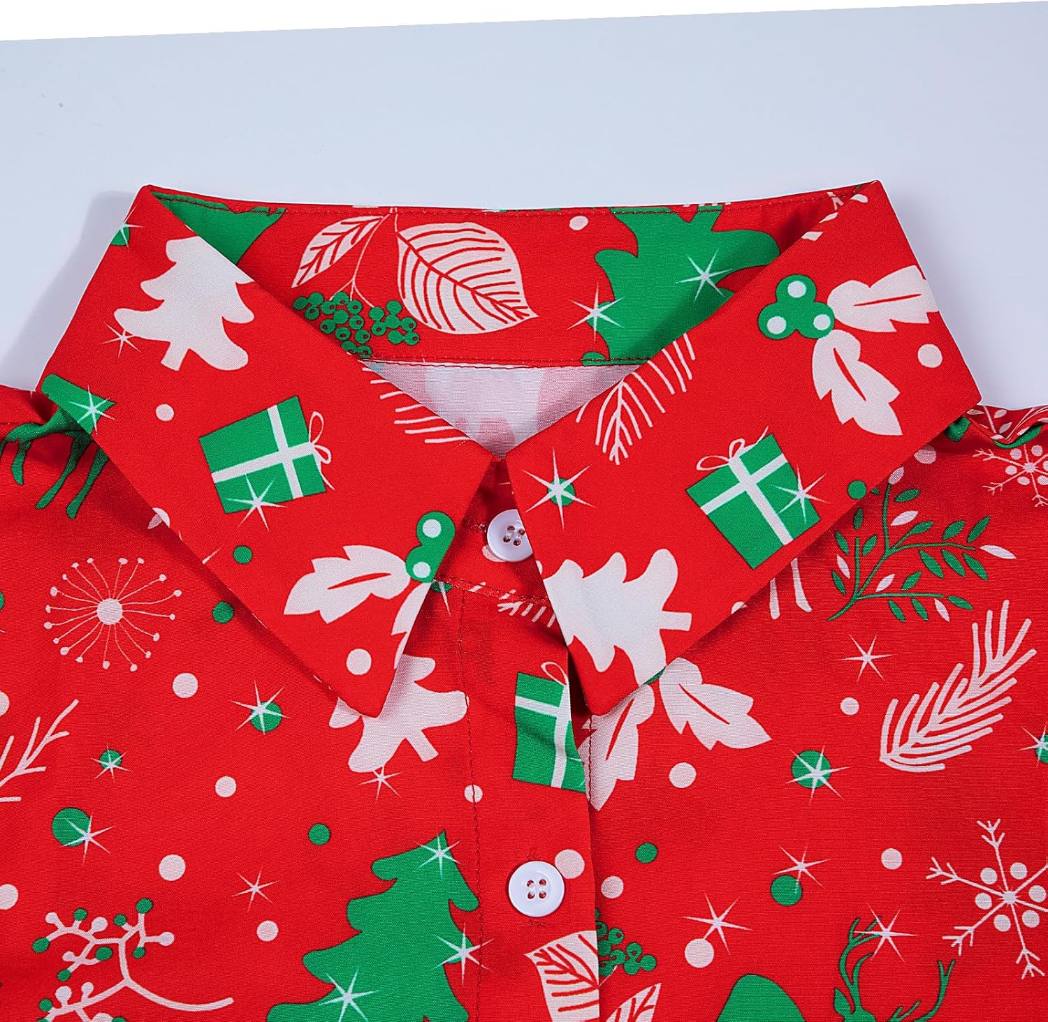 Christmas Shirt Women Hawaiian Button Down Shirts Vintage Christmas Graphic Short Sleeve Button Up Tops - Image 6
