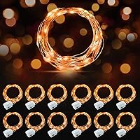 Vista 31 de AIKEI Paquete de 12 luces LED de hadas que funcionan con pilas, guirnaldas de luces impermeables de 7 pies, 20 luces LED de luciérnagas estrelladas