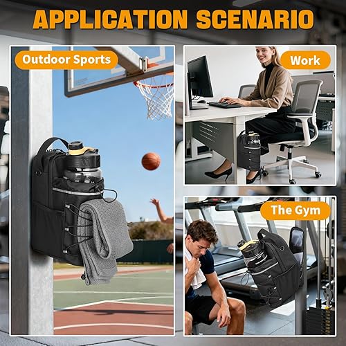 Miniatura 2 de HUNTVP Bolsa magnética para gimnasio con correa para el hombro y bolsillos para teléfono, bolsa magnética grande para botella de agua de 64 onzas