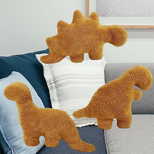 Miniatura 5 de ULTHOOL Juego de 3 piezas de pepitas de dinosaurio de estegosaurio, brontosaurio, Tyran Rex, almohada de peluche de pepita de pollo dinosaurio,