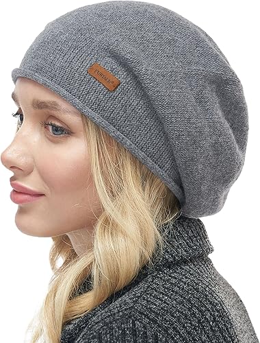 FURTALK Gorros holgados de cachemira para mujer, sombreros de invierno suaves y cálidos, gorro de lana para mujer