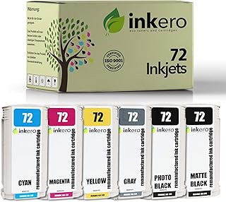 Sponsored Ad – inkero Compatible for HP 72 (6 pieces: MBK/PBk/C/M/Y/G)