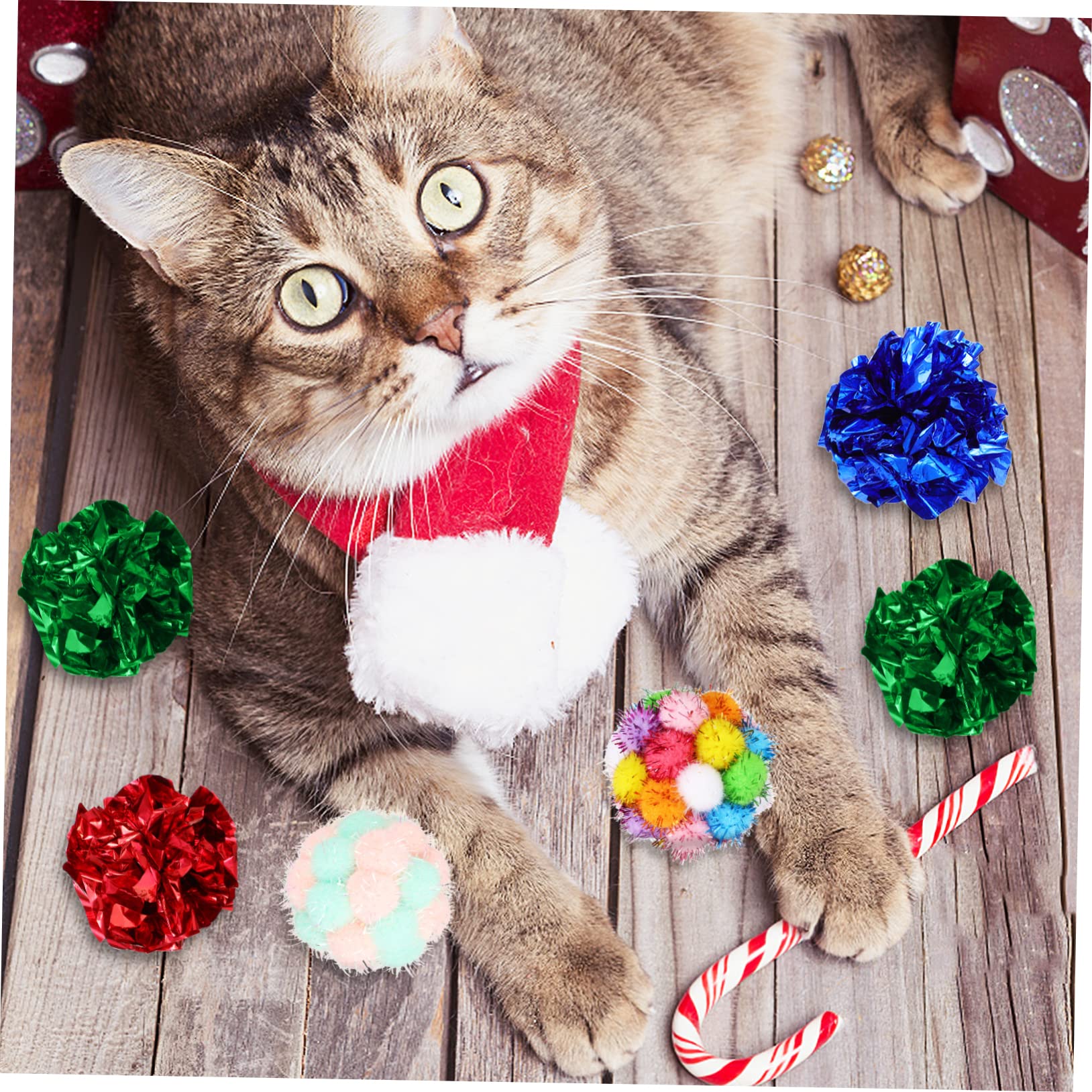 Kisangel 125piezas Gatos Bolas De Peluche con Sonido y Crinkle Interactivos Gatitos y Gatos Diversión y Ejercicio Casa