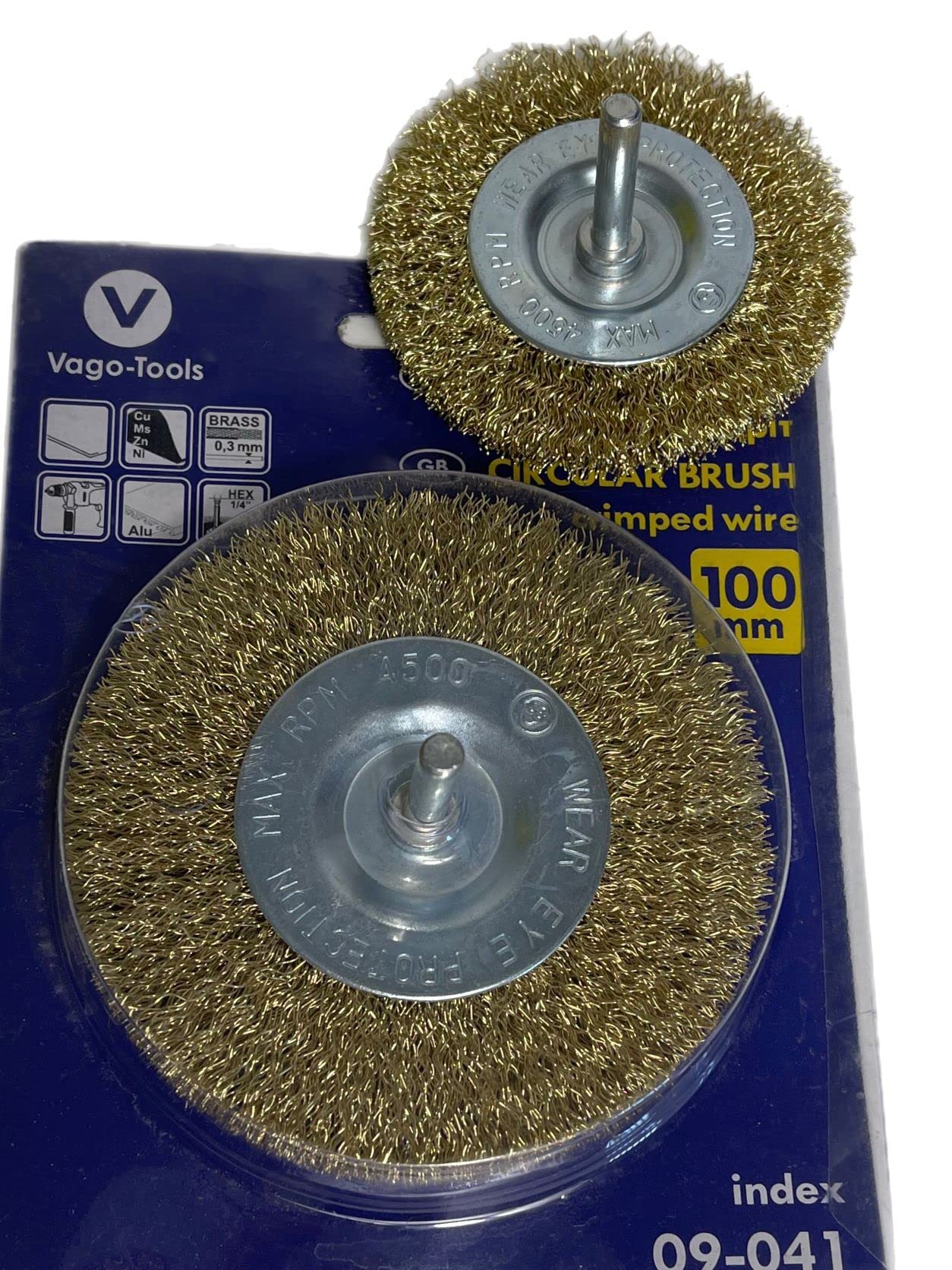 Cepillos de disco de 100 mm de alambre, ondulado, cónico, con vástago, 24 unidades