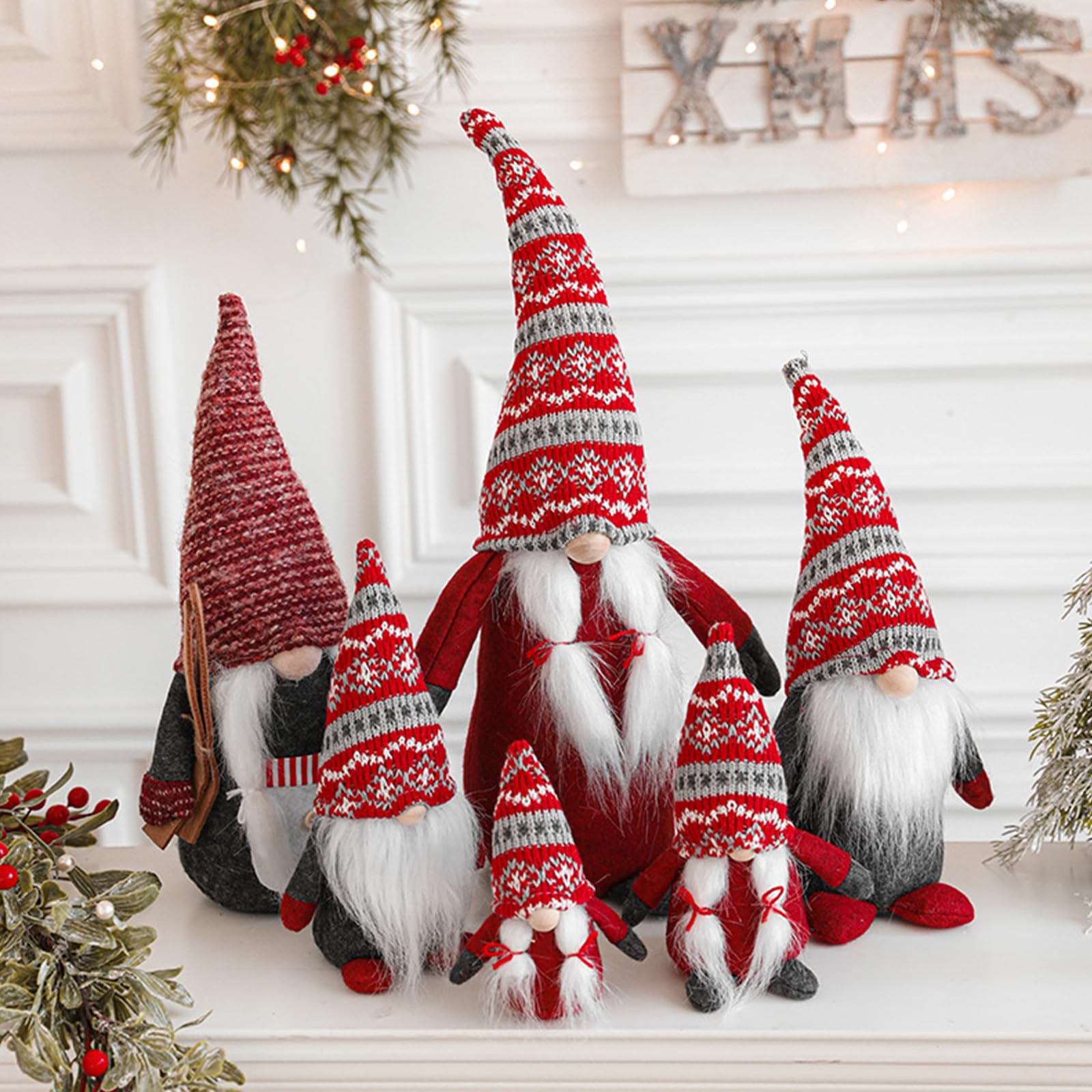 Decoración navideña Juguetes de peluche hechos a mano escandinavos Mr. Mrs Figuras para el hogar Adornos de Navidad