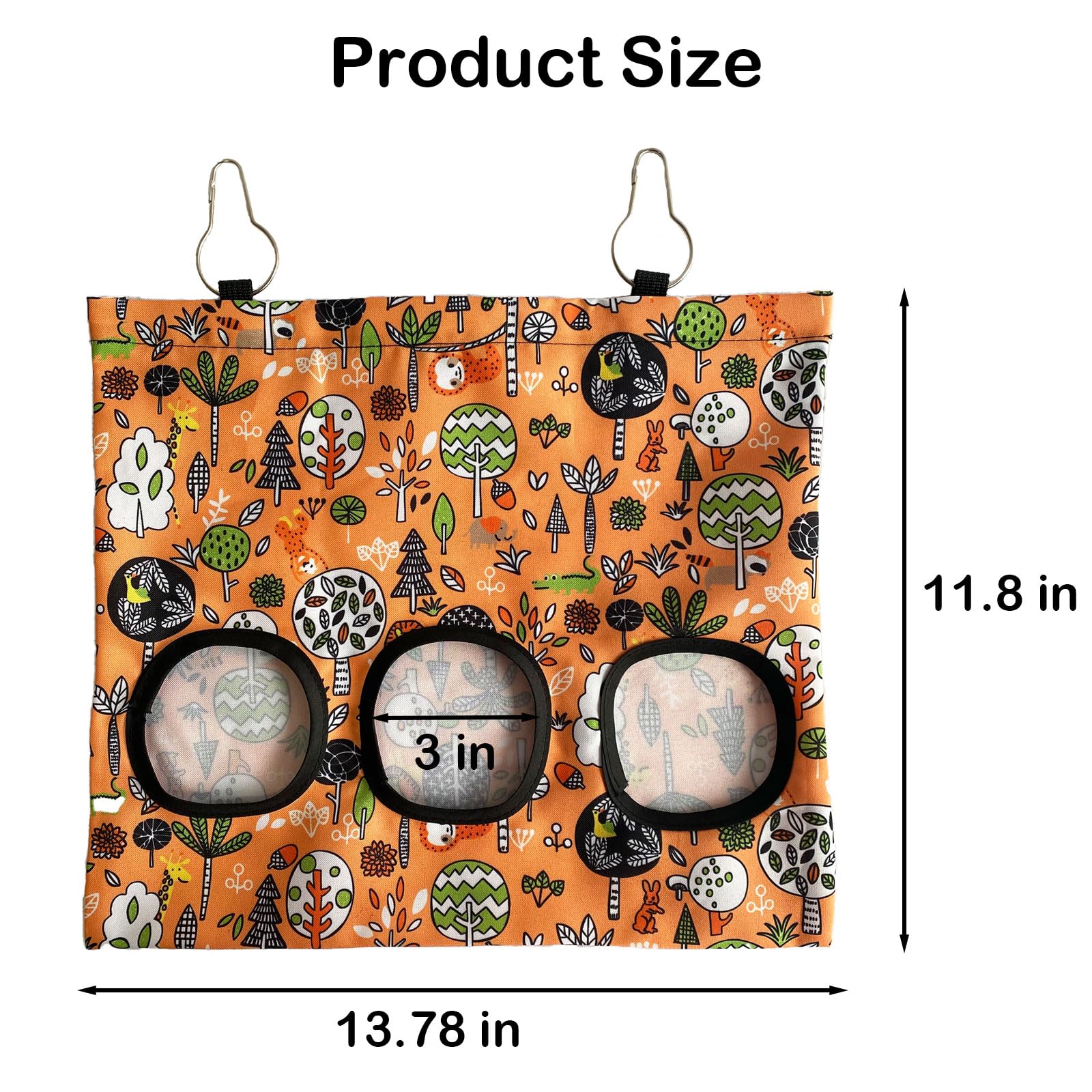 Rabbit Hay Feeder Bag, Guinea Pig Hay Feeder for Cage Small Animal Hanging Feeding Bags Rabbit Hay Dispenser Storage for Rabbits Guinea Pigs Bunnies Chinchillas (Orange,Light Blue, 3 Hole) - image 2