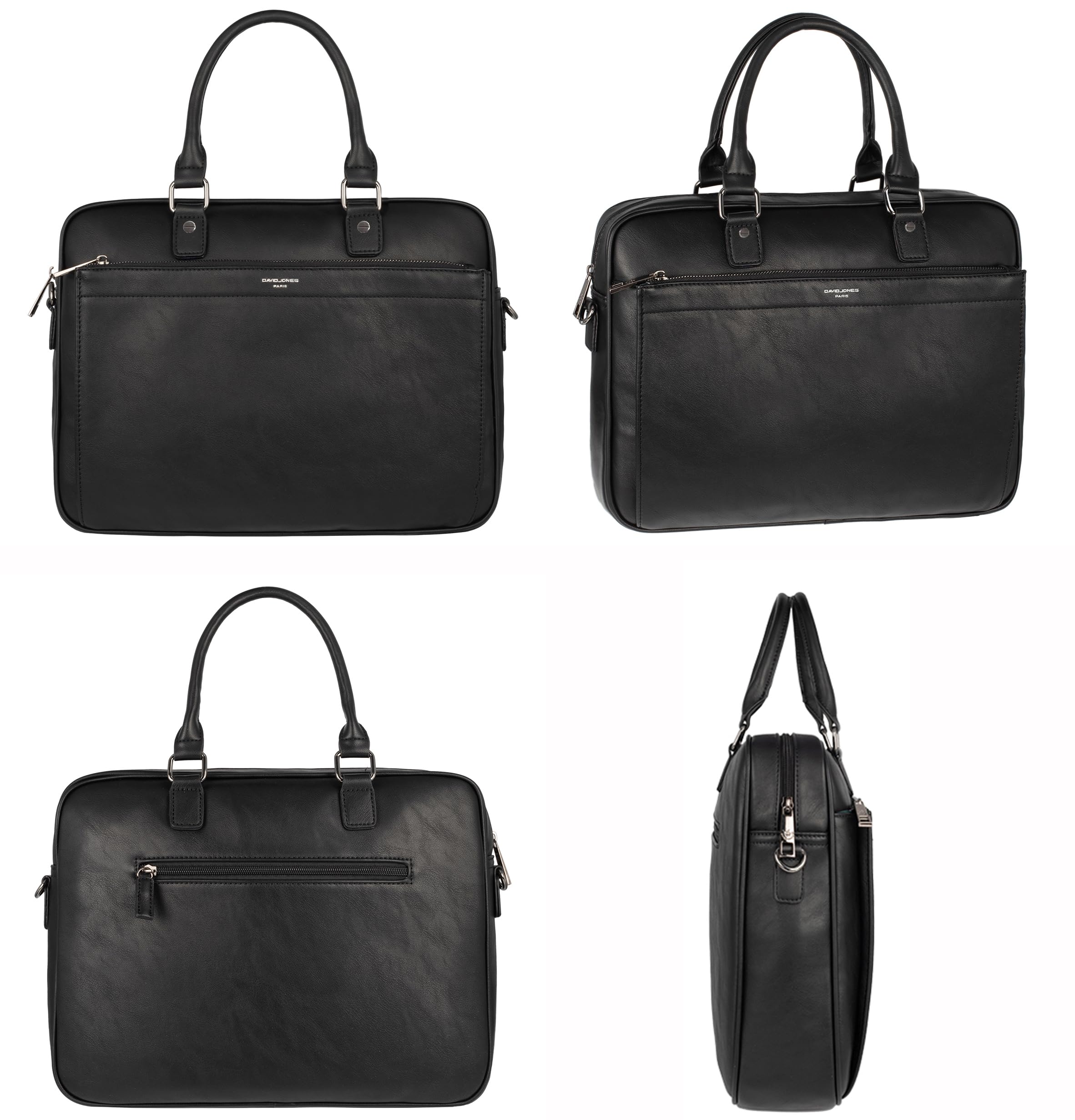 David Jones - Bolso de Ordenador Portátil 17 Pulgadas Hombre - Bolso de Mano Negocios Maletín - Portadocumentos Mensajero - Bolsos de Hombro Bandolera - Portafolio Cartera Trabajo Oficina - Negro