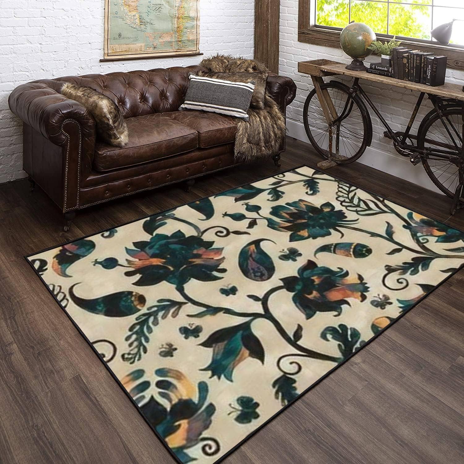 Tapis de chambre botanique 3D confortable pour couloir et salon