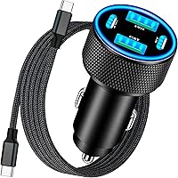 Vista 14 de [Apple MFi Certified] iPhone 17 Car Charger Fast Charging, KYOHAYA 3-Port 67W PD/QC Car Power Adapter USB-C Charger Cigarette Lighter + Type-C