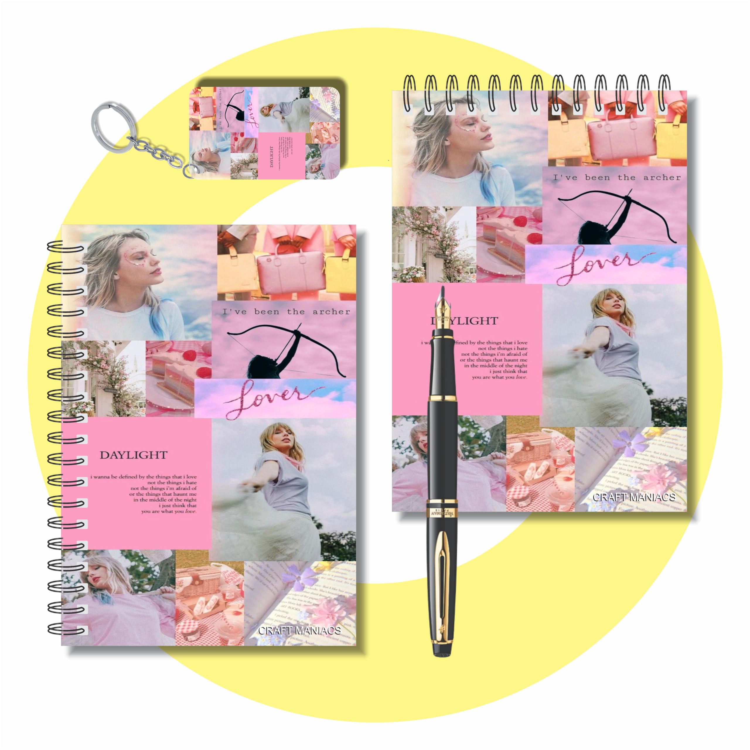 CRAFT MANIACS TAYLOR SWIFT LOVER GRID PRINTED SET OF 2 UNRULED A6 DIARIES | BEST GIFT FOR SWIFTIES
