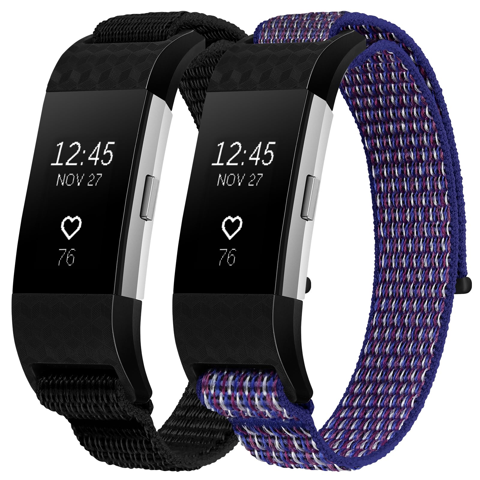 XANS Nylon Watch Straps Compatible with Fitbit Charge 2, Adjustable Breathable Nylon Sport Loop Replacement Bands for Fitbit Charge 2 Women and Men