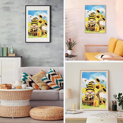 Miniatura 3 de NAIMOER Kits de pintura de diamantes de gnomo para adultos principiantes, kits de pintura de diamante de girasol de taladro completo, kits de