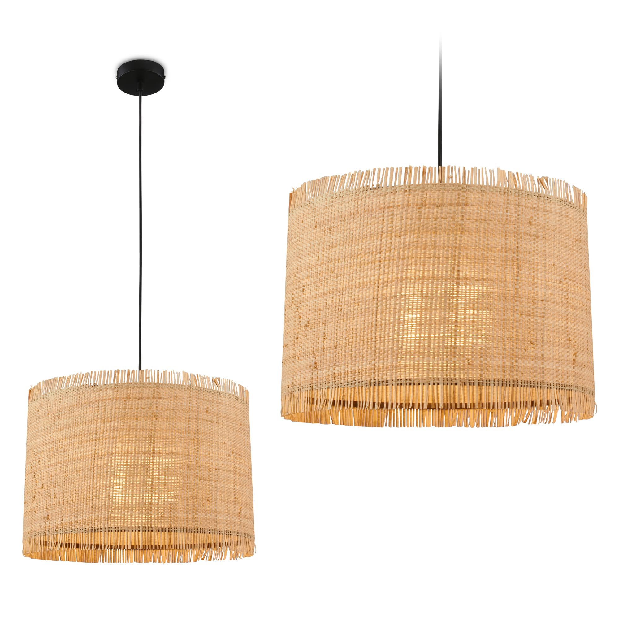 Lámpara colgante boho para mesa de comedor con pantalla de paja y 10 W