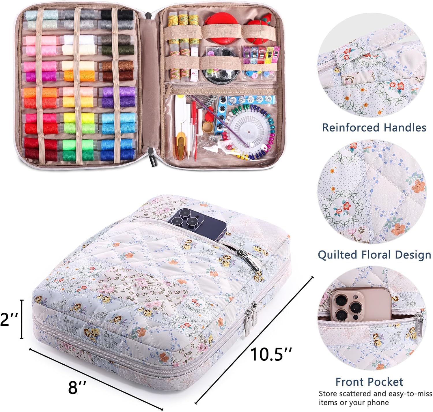 AMOIGEE Complete Sewing Kit for Adults, 230pcs Cute Sewing Supplies Kit with Premium Scissors, Large Sewing Kit Organizer Case for Beginners, Home Travel Sewing Kit Gift for Women DIY Craft Repair