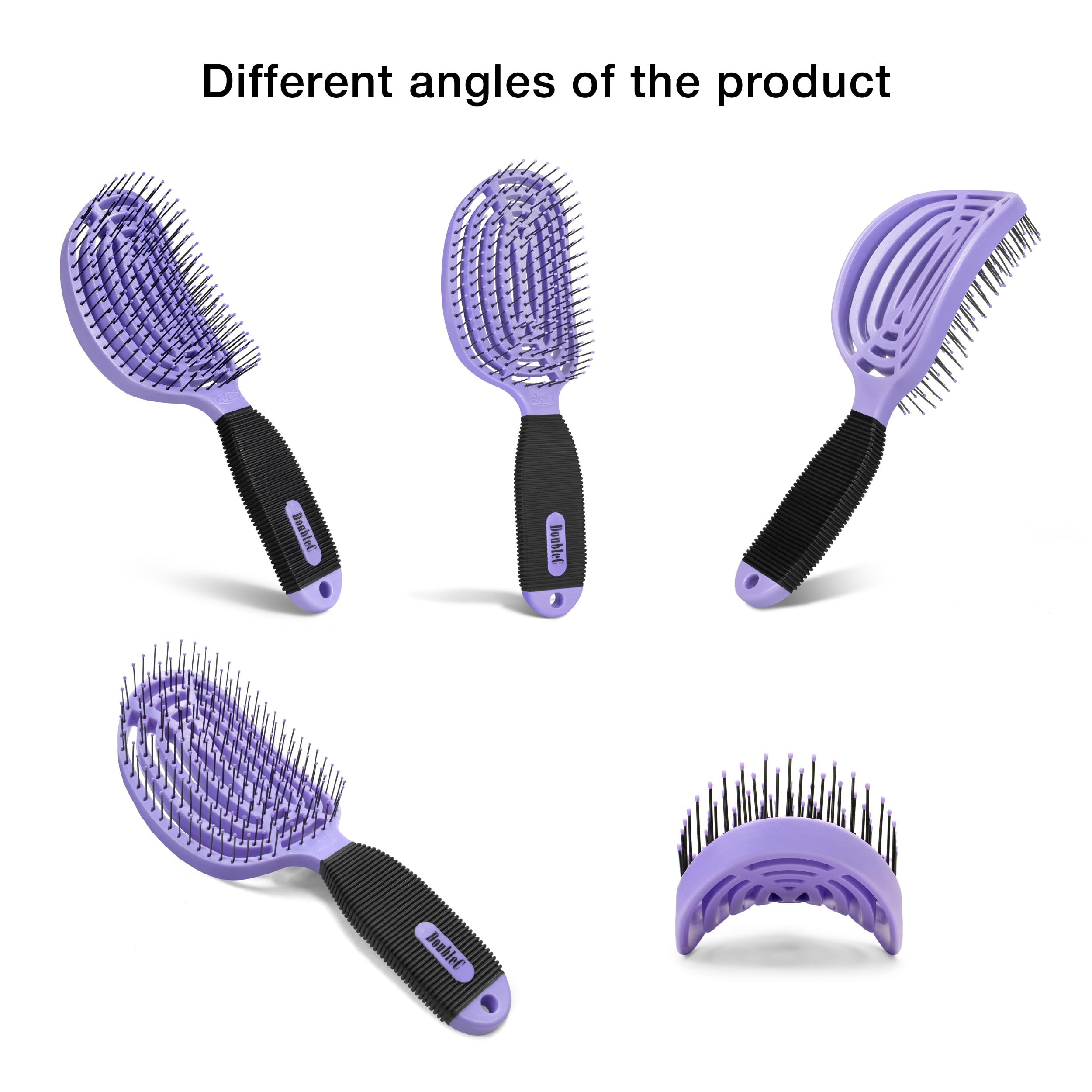 NuWay 4HAIR Opatentowana w USA podwójna zakrzywiona szczotka do rozczesywania DoubleC nadaje się do suszenia włosów (fioletowa)