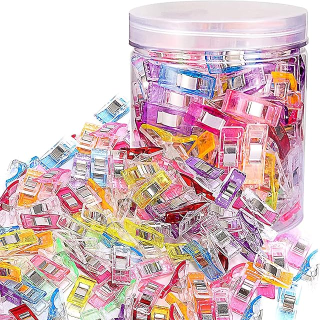 Clips for Sewing, 60Pcs Multicolored Sewing Clip Set, Multi-Purpose Wonder Clips Quilting Fabric Clips, Binding Clips for Quilting Clips for Sewing, Assorted Colors Craft Clips with Tin Box Package