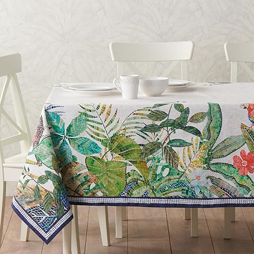 Miniatura 3 de Maison d' Hermine Manteles 100% algodón peinado decorativo de alta calidad de 70 x 70 pulgadas, mantel cuadrado lavable, mantel para mesa de