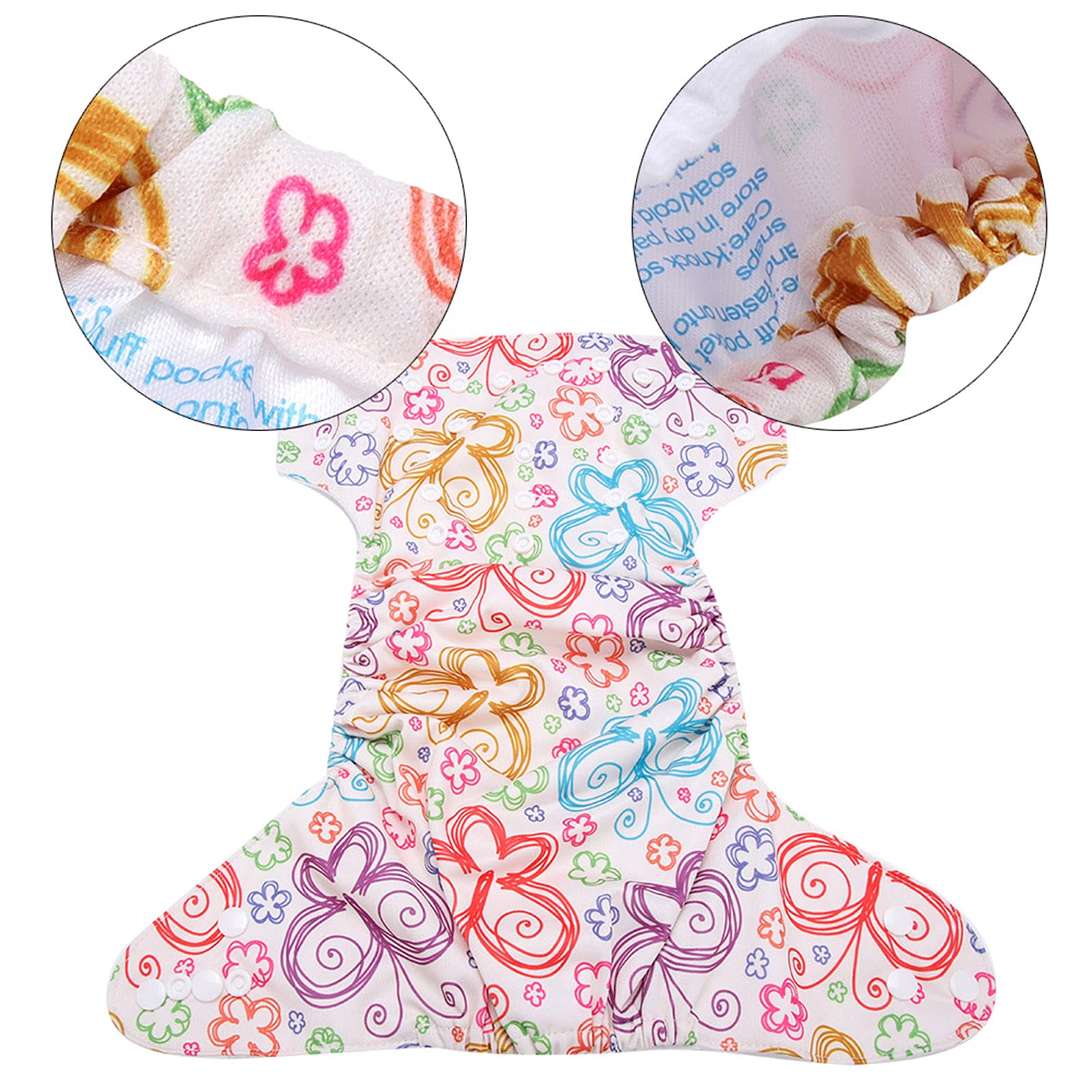 Adjustable Infant Swim Diaper, Reusable and Washable Baby Nappies with Secure Snaps, Super Absorbent Microfiber Rt and Breathable PUL Outer Layer BL006 (BL001)