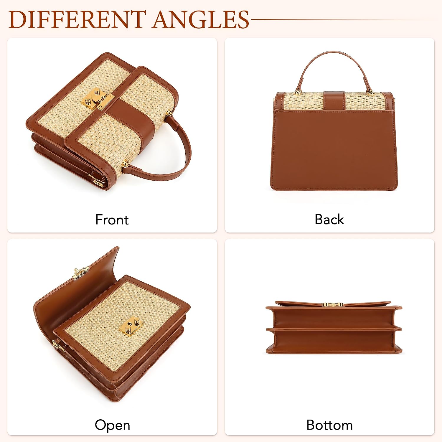 KKXIU Straw Crossbody Bags for Women - Summer Beach Shoulder Purses for Women, Clutch Handbag with Adjustable Shoulder Strap
