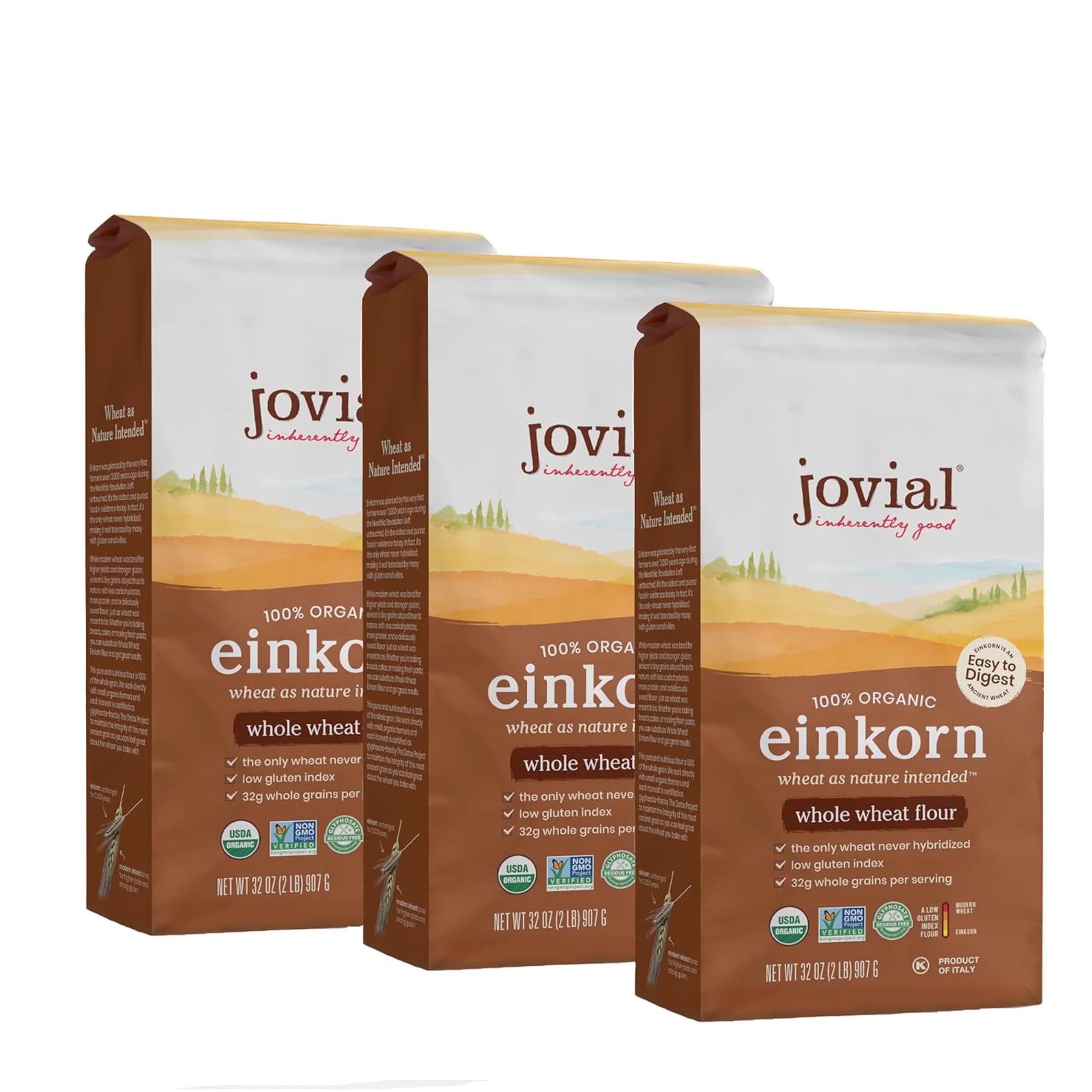 Jovial 100% Organic Einkorn Whole Wheat Flour(3 Pack)