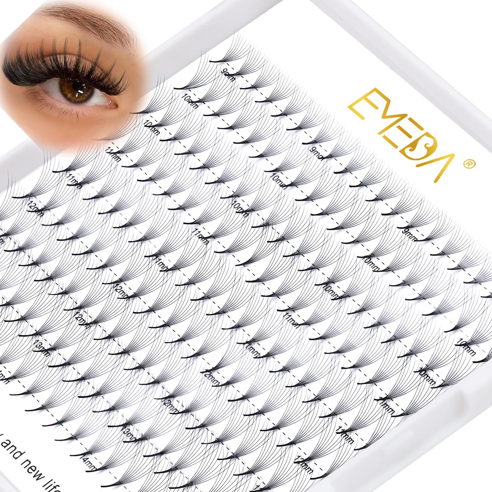 EMEDA Premade Volume Fan 8D Extension ciglia 9 linee D Ciglia arricciate Volume ciglia 0.07mm 9mm-14mm Mix Length Extension ciglia voluminose pre-confezionate Ciglia a grappolo 8D (8D D 0.07 Mix)