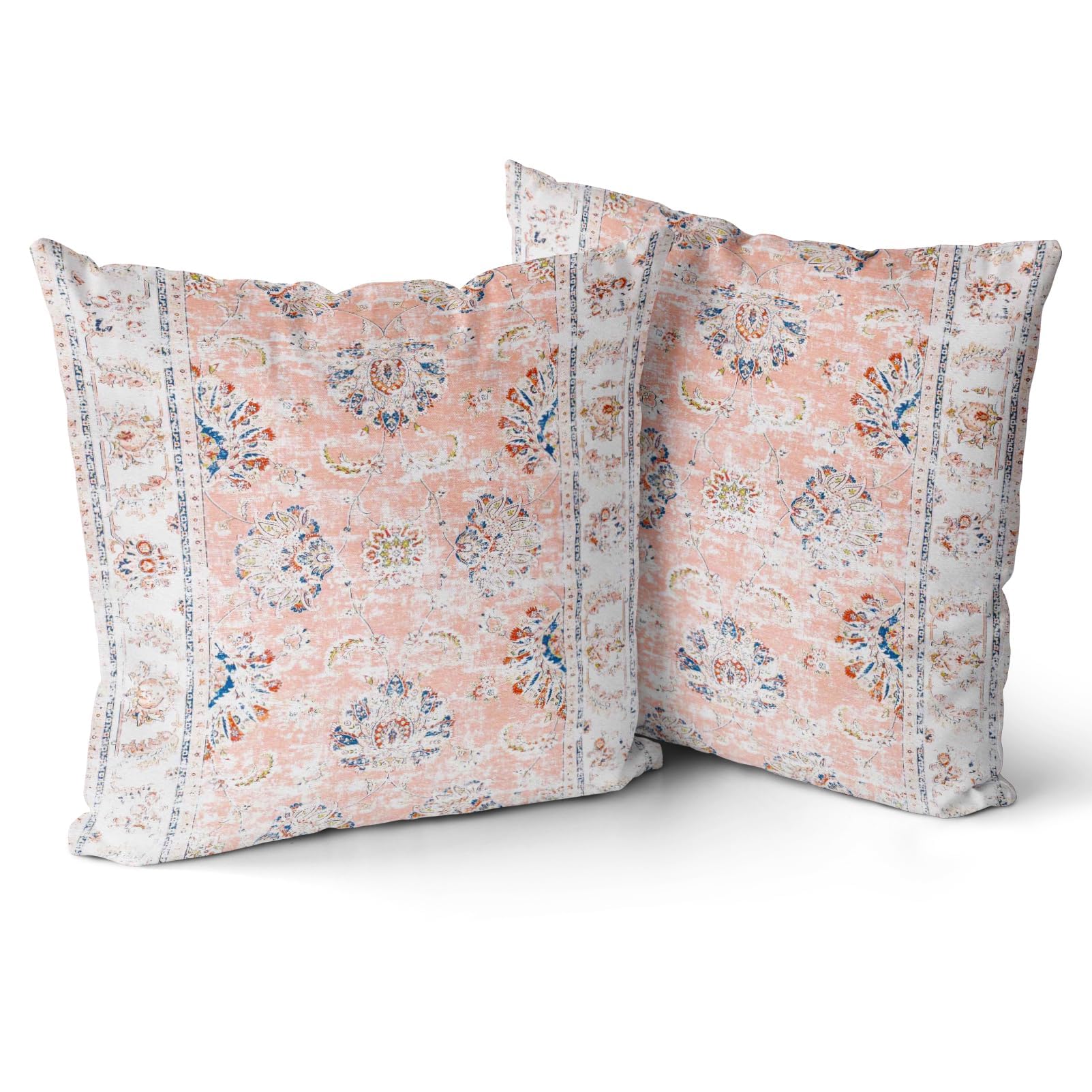 Taie d'oreiller lot de 2 moderne motif mandala floral rouge carmin 65x65