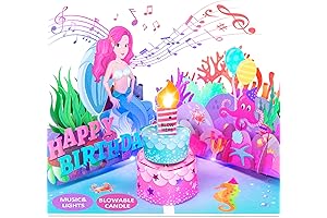 Musical Birthday Card for Girls, 3D Pop Up Mermaid Greeting Card