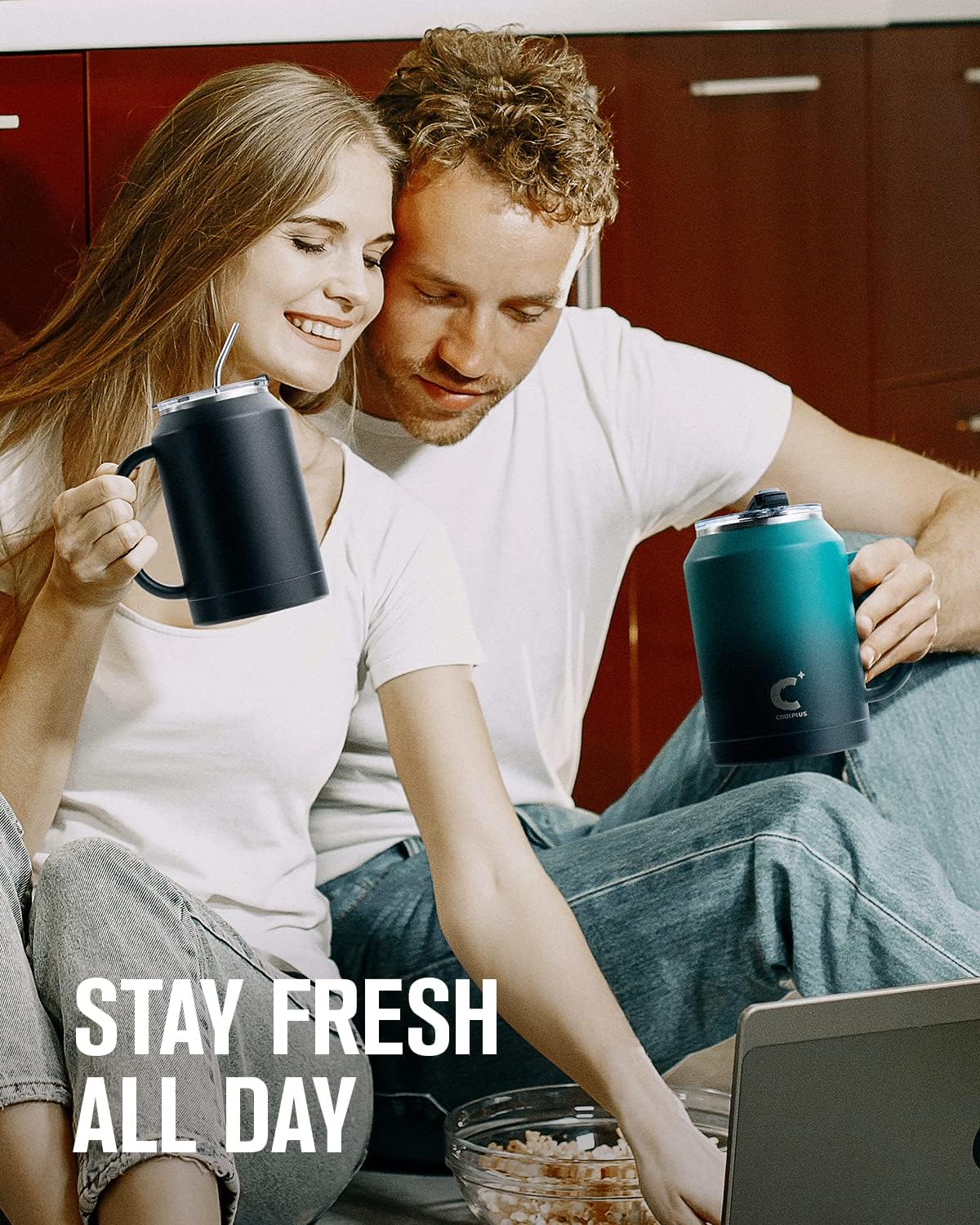 Coolplus 50 oz Mug Tumbler with Handle and Straw, Large Stainless Steel Travel Insulated Water Cup with 2-in-1 Lid, Double Wall Metal Keep Cold 36 hrs, Sweet Proof BPA-Free, Indigo Crush - Image 6